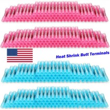 400/100pcs 22-14 AWG Heat Shrink Butt Wire Splice Connectors Crimp Terminals Kit