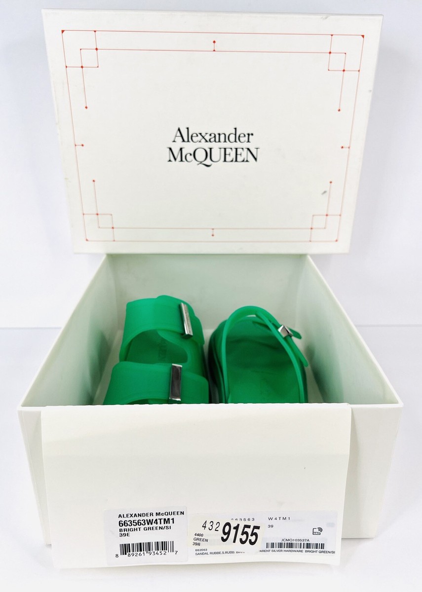 ALEXANDER MCQUEEN Men's Double Band Rubber Green Slides