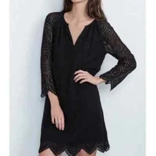 VELVET By Graham & Spencer Cayla Embroidered Eyelet Dress Black S $214 A1