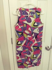 VINTAGE Women J.W. TRECI Sheath Abstract Sleeveless Dress Size 4 USA