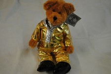 ELVIS PRESLEY 16" GOLD LAME JOINTED TEDDY BEAR TOY & STAND NEW OFFICIAL RARE