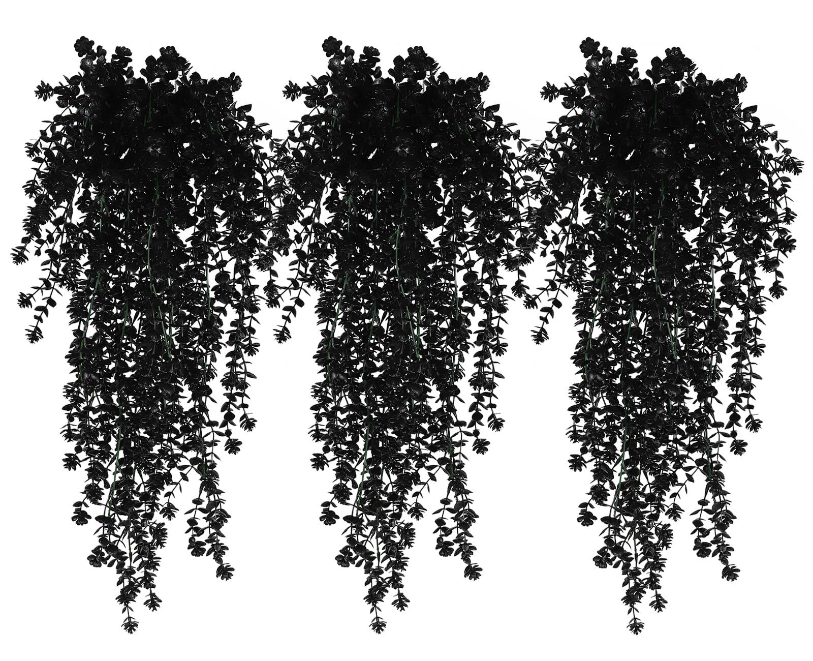 Black Hanging Flowers Faux Hanging Plants Black Artificial Hanging Plant Fake...