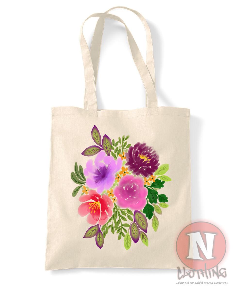 Colorido Ramo de Flores Natural Bolso Tote Reutilizable Bolsa Medio Ambiente