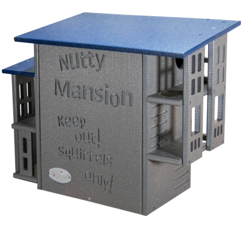 Nutty Mansion Squirrel House Gray w/ Blue Roof