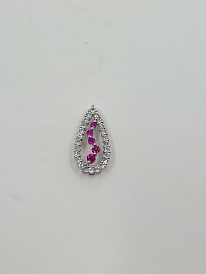 Samuel Aaron Red & White CZ Journey Halo Pendant, Sterling Silver