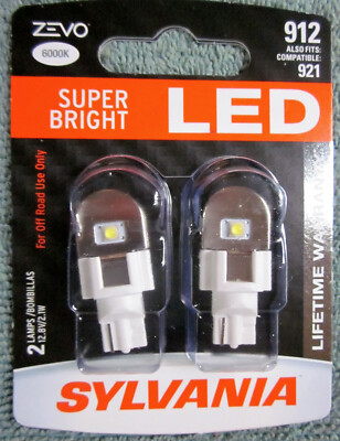 Sylvania Zevo Super Bright White 912 (921) Fin LED 12v  2.1W - 2 BRAND NEW Bulbs