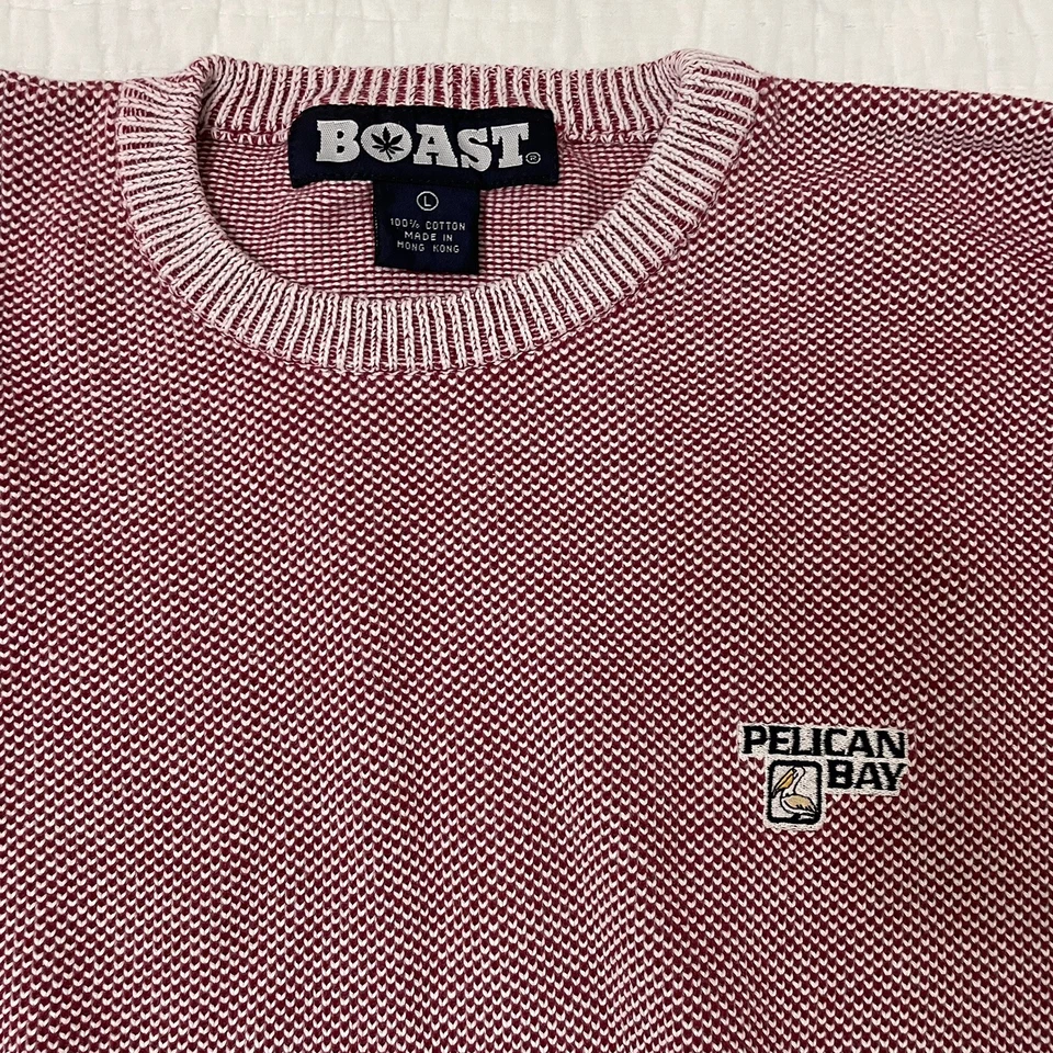 Suéter Pullover Para Hombre Boast Pelican Bay Tejido Rojo Blanco Algodón Talla L Usado en Excelente Condición Crew Foto 4 de 4