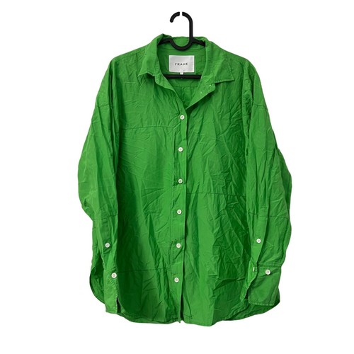 Frame Kelly Green Cotton Silk Long Sleeve Button Shirt Womens Size