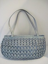Nancy Gonzalez Baby Blue Crocodile Crochet Style Shoulder Bag Handbag 