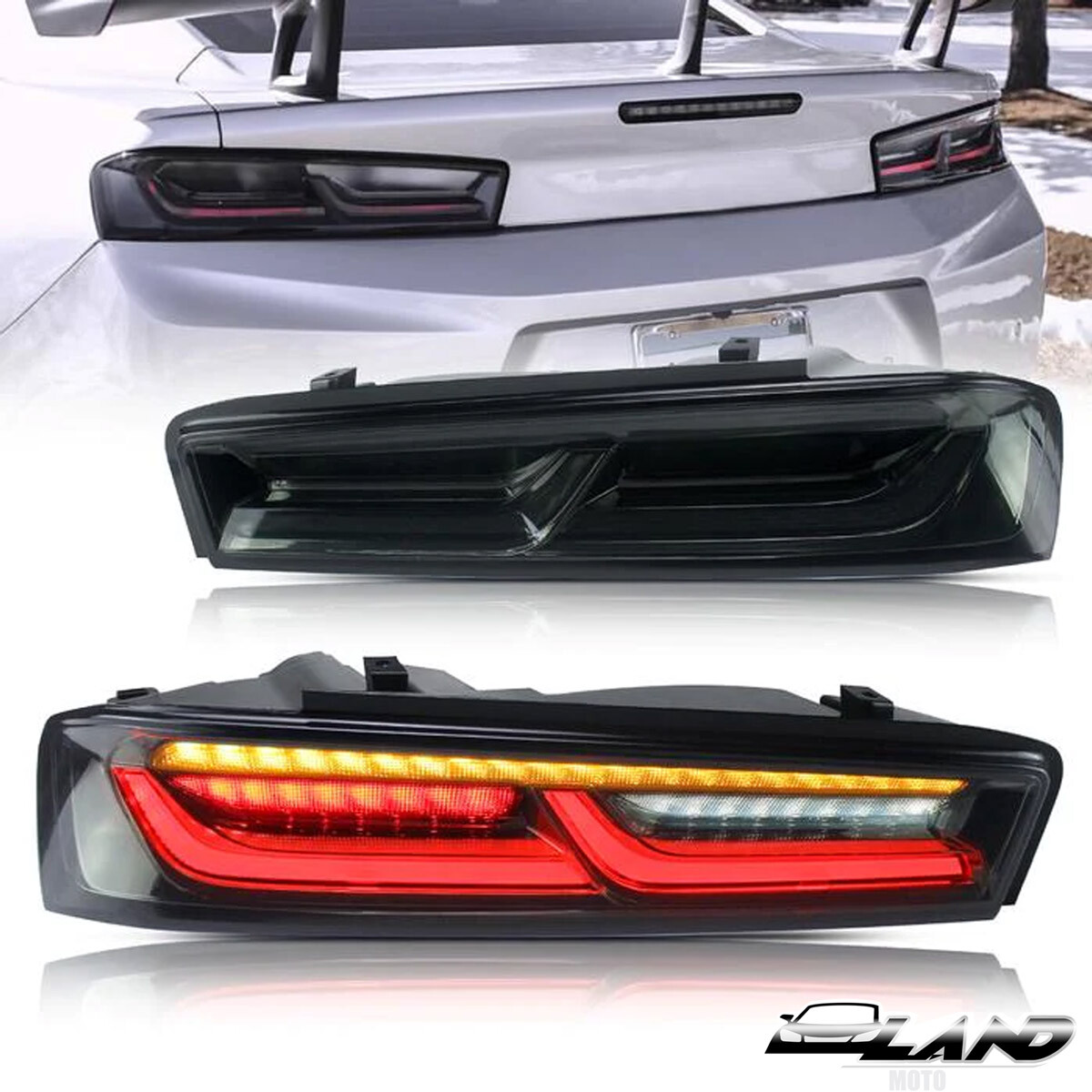 Smoked 16-18 OEM Chevy Camaro 6th Gen LED Tail Lights Sequential