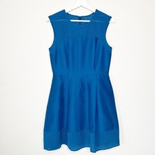 J. Crew Laser Cut Yoke and Hem Pocketed Fit and Flare Blue Dress 4