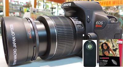 Wide Angle Macro Lens +UV FILTER +REMOTE For Canon t2i xt t3 t3i t4 T5 T5I T2I