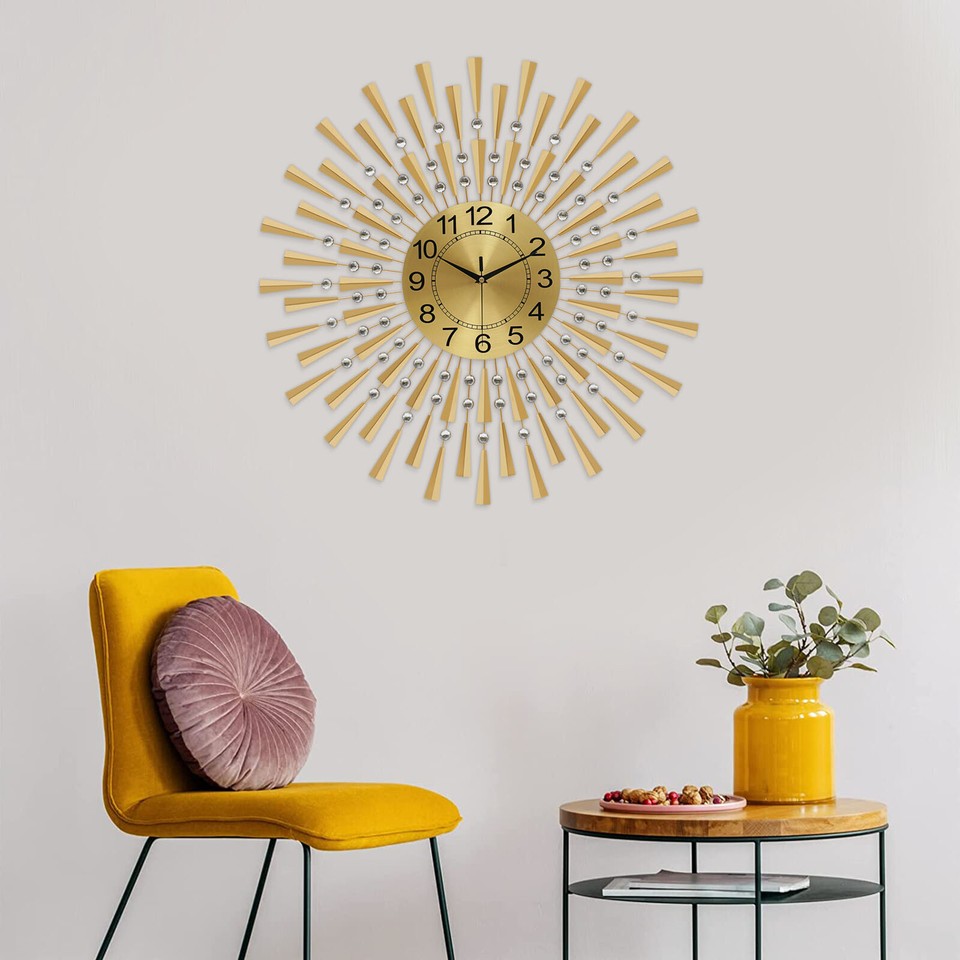 Art Deco Wall Clock Gold Wall-mounted Clock Wall Decoration For Living ...