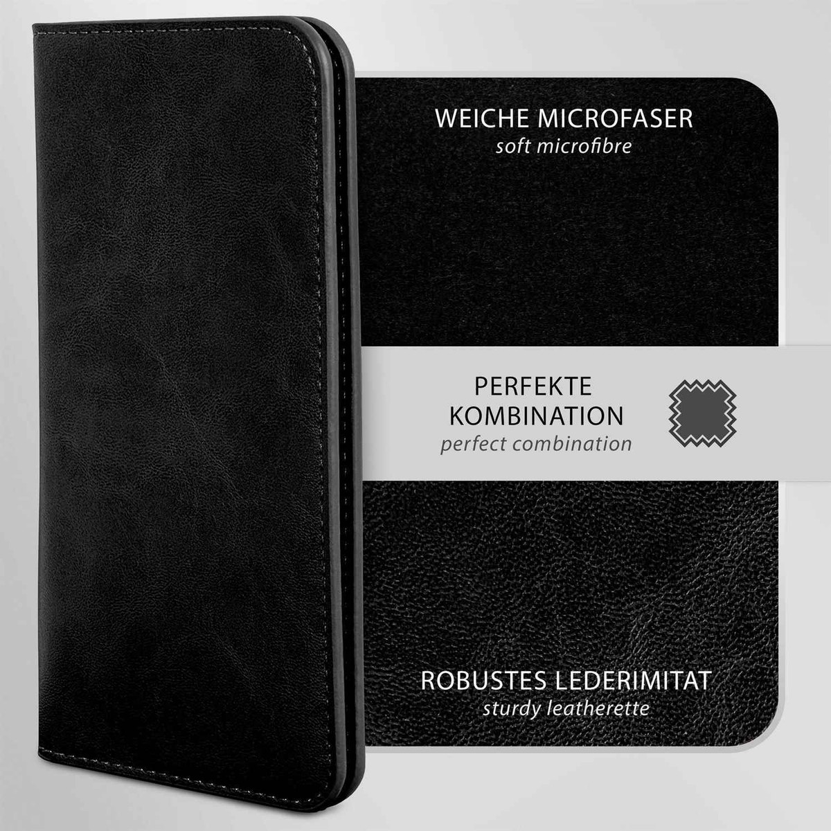Moex Custodia A Libro In Similpelle Per Huawei Honor 5X / GR5 (2016) - Con Porta Carte E Supporto - Nero