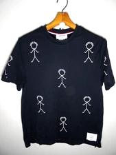 Thom Browne Mens T Shirt Medium Blue All Over Print AOP Designer Japan Tee