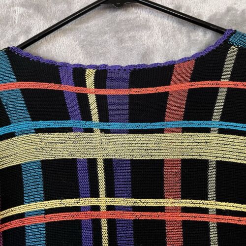 Christina Rotelli Designer Cardigan Sweater Womens Sz S Black Plaid Snap Front - Picture 9 of 11