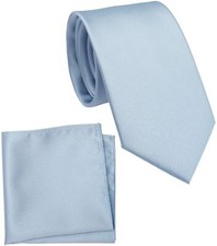 Regular Dusty Blue Tie and Pocket Square for Men Solid Color Necktie Set 3.2 ...