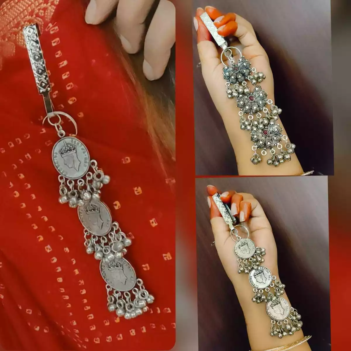 Traditional Indian Oxidised Silver Plated Chabi Challa Waist Key