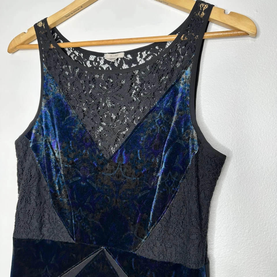 Mini Vestido Ecote Para Mujer Talla M Azul Sin Mangas Terciopelo Encaje Capricho Coqueta Foto 3 de 4