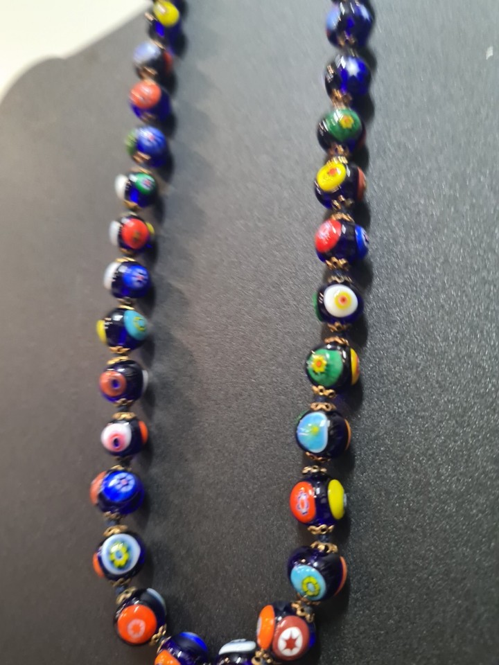 Vintage Multi Colour Millefiori Murano Glass Evil Eye Graduated Bead