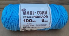 Maxi-Cord Twisted Herculon Blue Macramé Cord 100 Yards 20 oz 8mm Made In USA