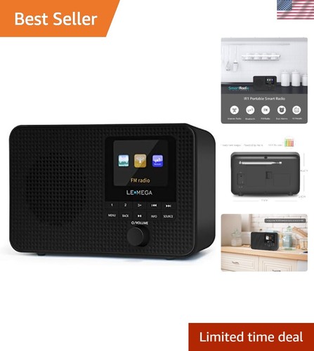 IR1 Portable WiFi Internet Radio,FM Digital Radio,Bluetooth Speaker,Dual Alar...