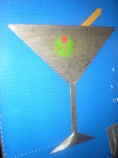 LARGE BRUSHED ALUMINIUM CONTEMPORARY MARTINI WALL CLOCK