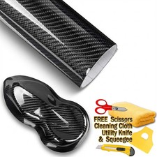 36 X 60 Super Gloss 7d Black Carbon Fiber Vinyl Air Bubble Free 3ft X 5ft 6d