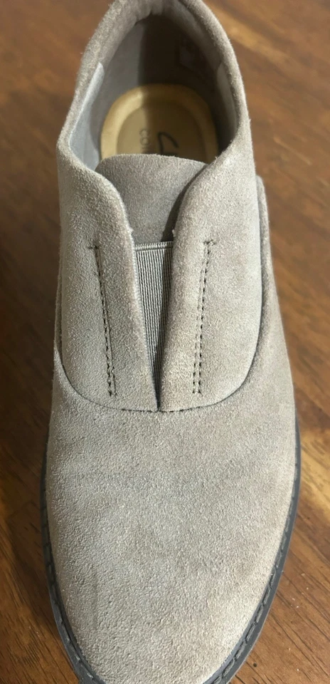 Clarks Womens Size 7.5 Airabell Sky Wedge Tan Suede Casual Slip On Clogs/shoe - Image 3 of 4