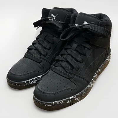 Puma Rebound Layup Boys Sneaker 5.5 Black Lace Up High Top Baskeball Shoes - Image 1 of 4