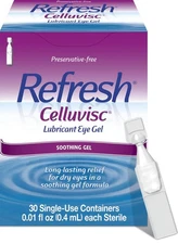 Refresh Celluvisc Lubricant Eye Gel For Dry Eyes, 30 units (Pack of 1) 