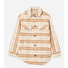 Everlane The Oversized Button Down Shacket Shirt Jacket Camel Plaid Size Small