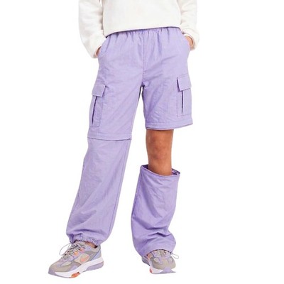 Kids Lightweight Convertible Zip-Off Cargo Pants for Girls 12 Years, Purple