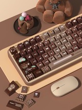 Lucky Bear Theme Keycap Set PBT Custom Keyboard Keycaps Cute Coffee Style 138 15