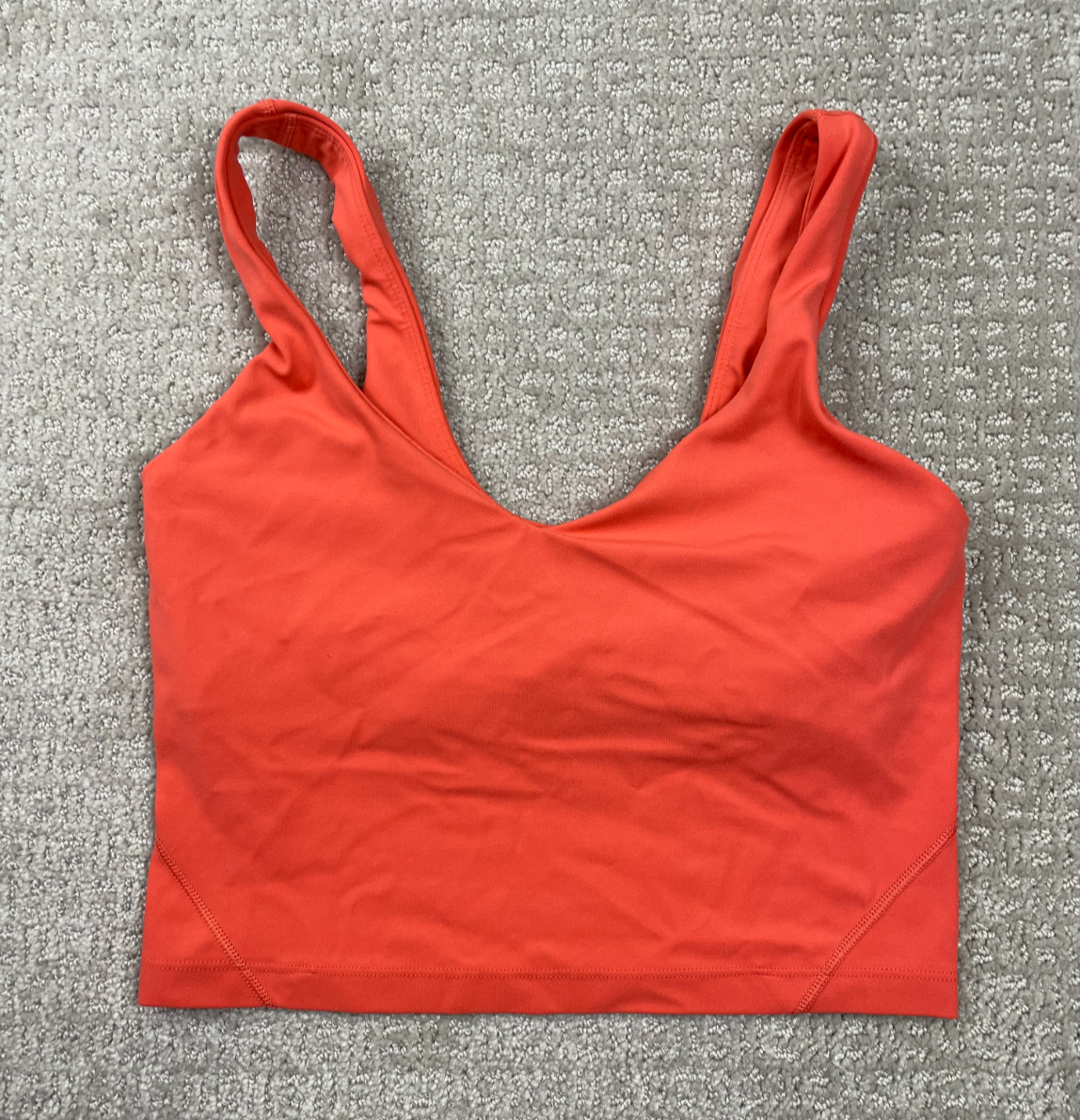 Lululemon Align Crop Tank Top Womens 4 Salmon Pink V Neck Athleisure Active Gym