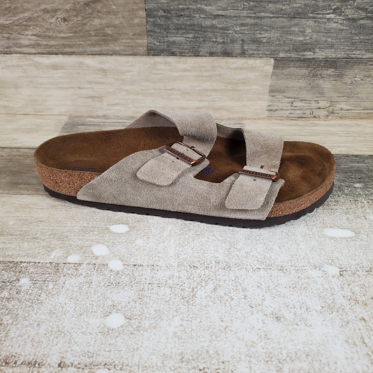 Birkenstock Style Men\'s Zara Suede Leather Slide Sandals - Size 43 EU Birkenstock Arizona Soft Footbed Slide Sandal (Men) - Dark  main image 4