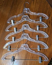 5 Vintage MCM Clear Plastic Ice Crystal Star Burst Prism Clothes Hangers Pants