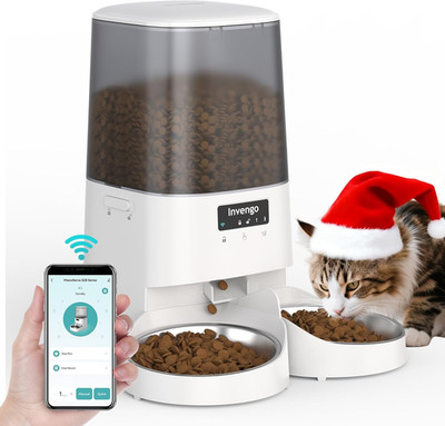 Smart Automatic Cat Feeder, 5L Capacity, App Control, Dual Power, Easy Clean