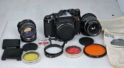 Asahi Pentax 6x7 Medium Format Film Camera w/2 Lenses and Extras