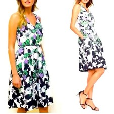 Talbots The Oprah Magazine Collection Purple & Black Hydrangea Dress, Size 10