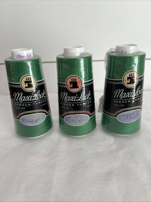 Lot Of 3 Maxi-Lock Serger Thread Polyester 3000 Yards Emerald Green New