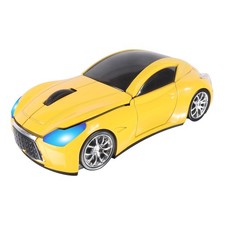 Yellow Wireless Car Mouse Sports Shape USB Receiver 1600DPI Optical Laptop