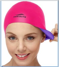 Reversible Silicone Swim Cap Pink Black Waterproof Adult Unisex