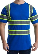 2-Pack Hi-Vis Men's Short Sleeve Reflective Safety T-Shirts 2XL Blue