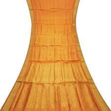 Vintage Orange Sarees 100 Pure Silk Zari Handwoven Rich Pallu Sari 5YD Fabric