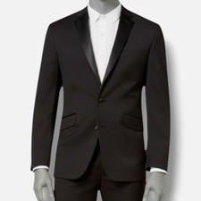 Kenneth Cole Men's Black Slim-Fit Nested Tuxedo Sport Coat Suit Jacket Size 40S