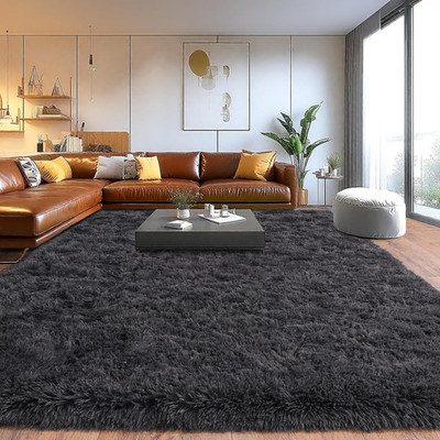 Large Fuzzy Rug 8X10 Feet Hot Pink Fluffy Rug for Living Room, Big Plush Non-Ski