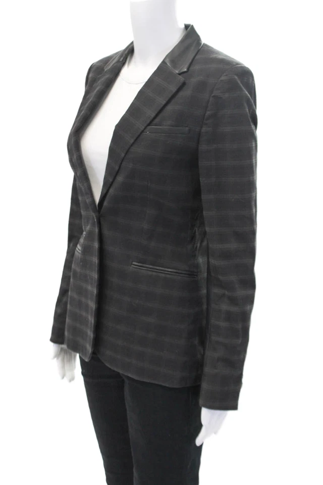 Blazer Elizabeth and James para mujer de algodón a cuadros manga larga negro talla 4 Foto 3 de 4