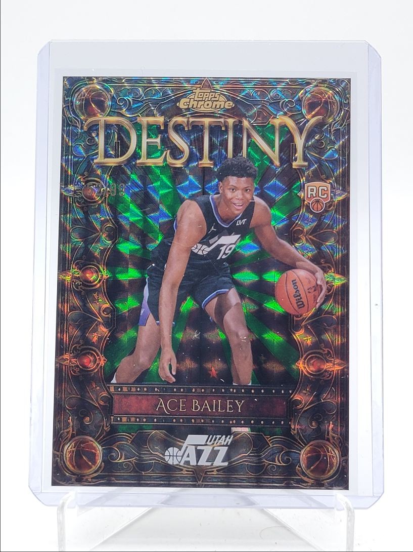 ACE BAILEY 2025-26 TOPPS CHROME DESTINY ROOKIE GREEN GEO JAZZ RC /99 Q3855