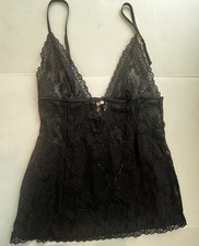 Top lencería negra Victoria Secret transparente para mujer babydoll grande Y2K grunge